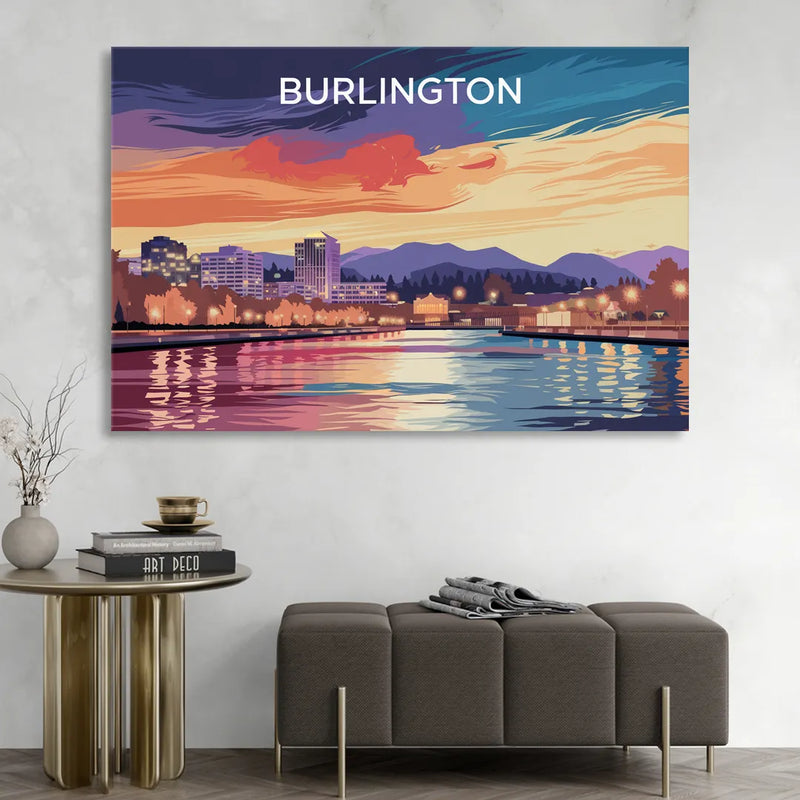 Burlington Skyline At Sunset Sitting Room - Canvas Wall Art