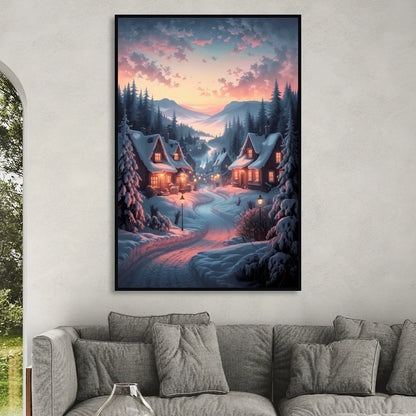 Burlington Snowy Winter Scenes Living Room - Black Canvas Wall Art