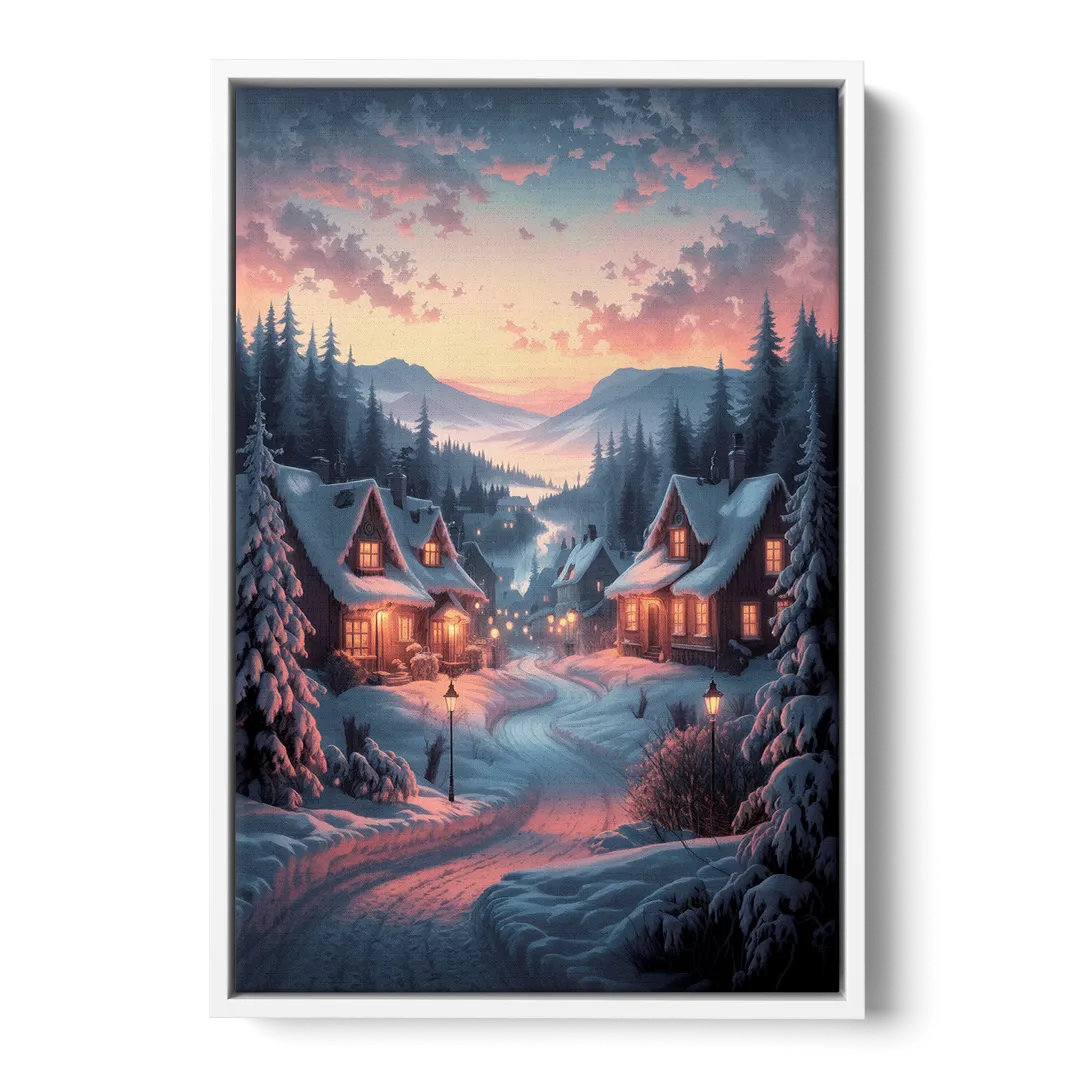 Burlington Snowy Winter Scenes Front - White Canvas Wall Art
