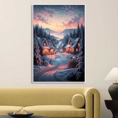 Burlington Snowy Winter Scenes Living Room - White Canvas Wall Art