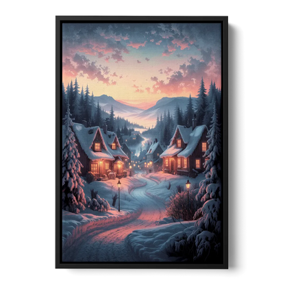 Burlington Snowy Winter Scenes Front - Black Canvas Wall Art