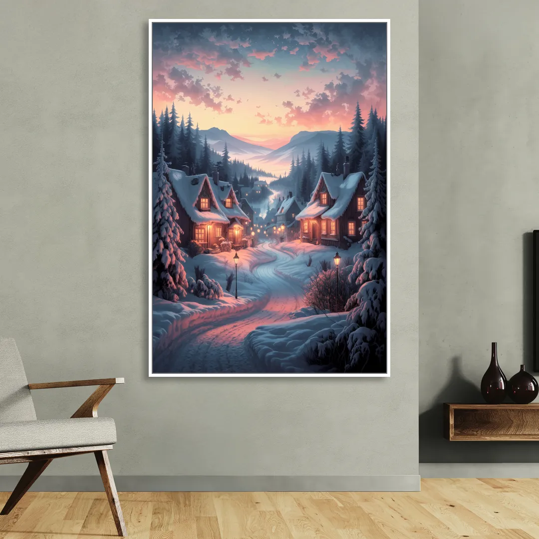 Burlington Snowy Winter Scenes Sitting Room - White Canvas Wall Art