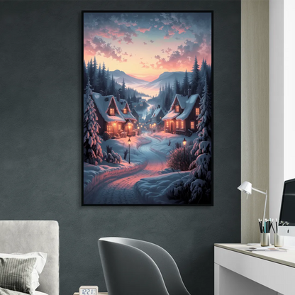 Burlington Snowy Winter Scenes Sitting Room - Black Canvas Wall Art