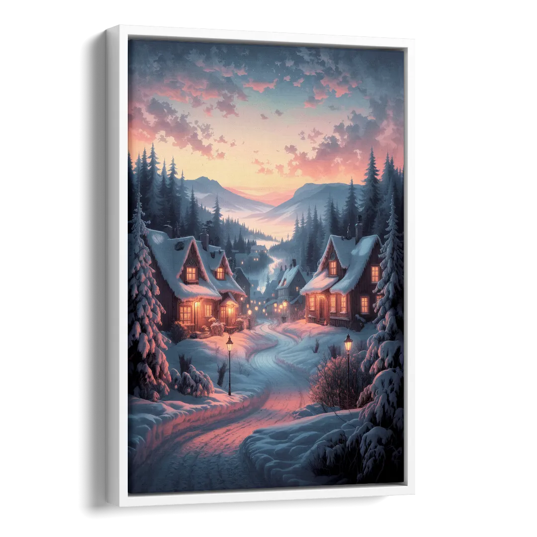 Burlington Snowy Winter Scenes Side - White Canvas Wall Art