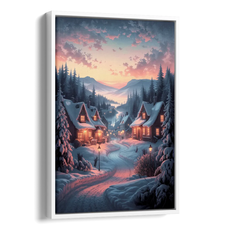 Burlington Snowy Winter Scenes Side - White Canvas Wall Art
