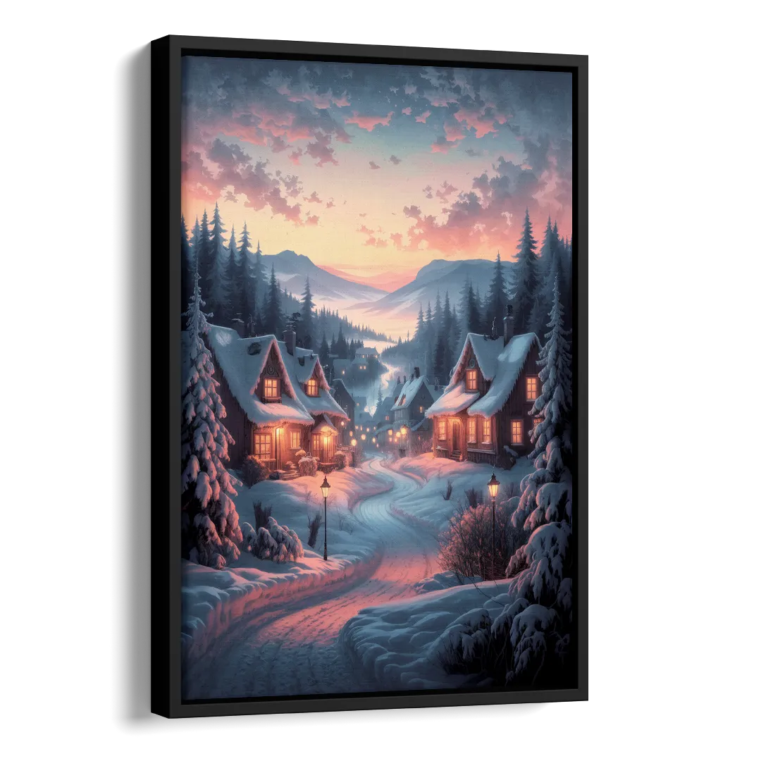 Burlington Snowy Winter Scenes Side - Black Canvas Wall Art