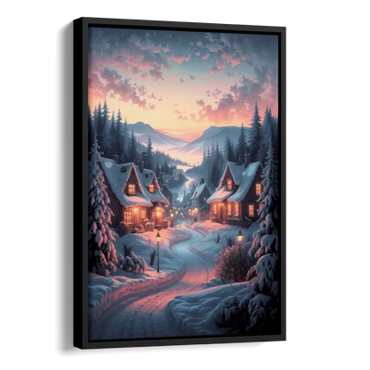 Burlington Snowy Winter Scenes Side - Black Canvas Wall Art
