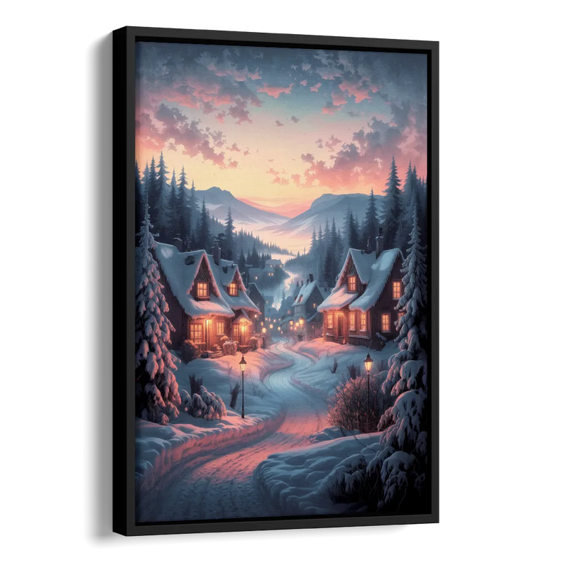 Burlington Snowy Winter Scenes Side - Black Canvas Wall Art