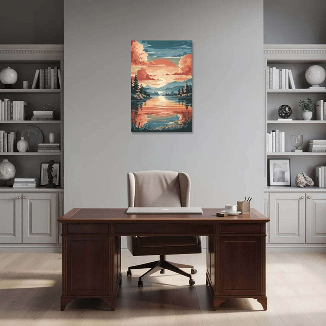 Burlington Sunset Reflections - Canvas Wall Art - Office - 24x36