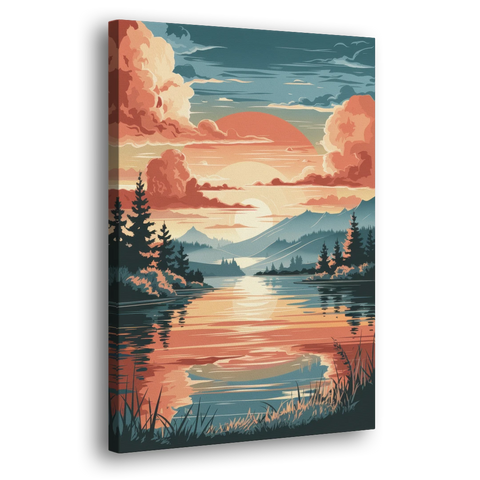 Burlington Sunset Reflections - Canvas Wall Art - Side