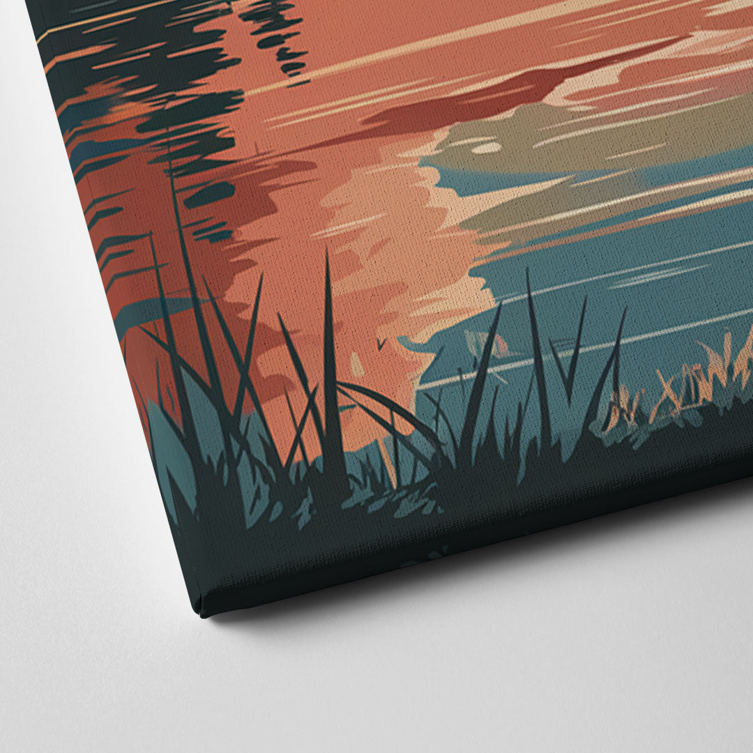 Burlington Sunset Reflections Canvas Close Up