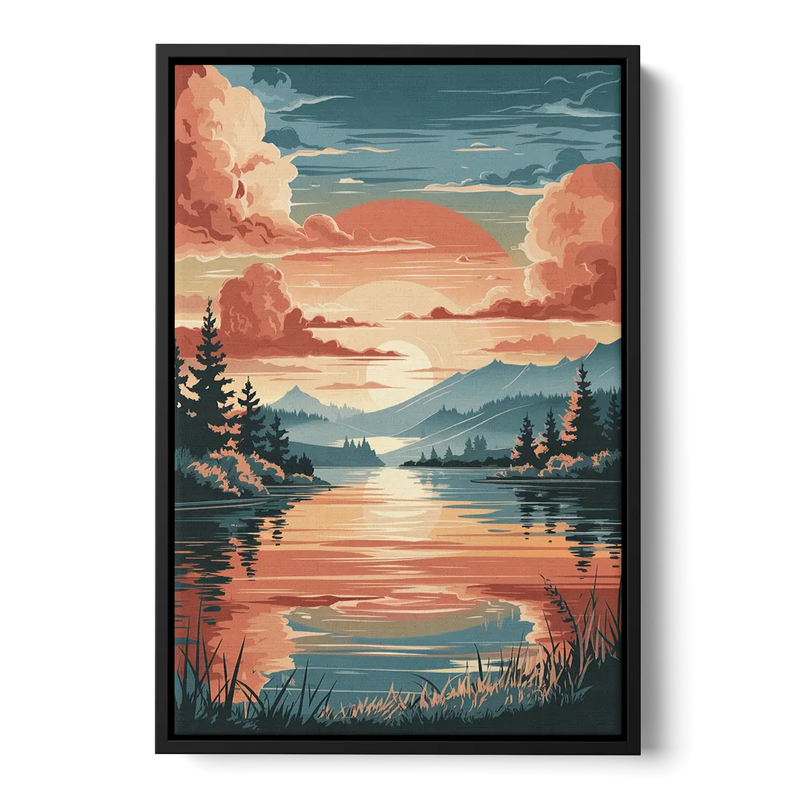 Burlington Sunset Reflections Front - Black Canvas Wall Art