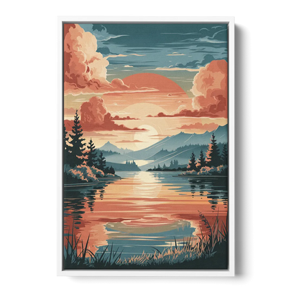 Burlington Sunset Reflections Front - White Canvas Wall Art