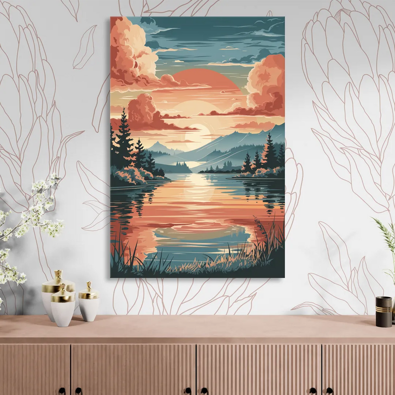 Burlington Sunset Reflections Living Room - Canvas Wall Art