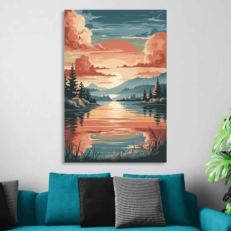 Burlington Sunset Reflections Sitting Room - Canvas Wall Art