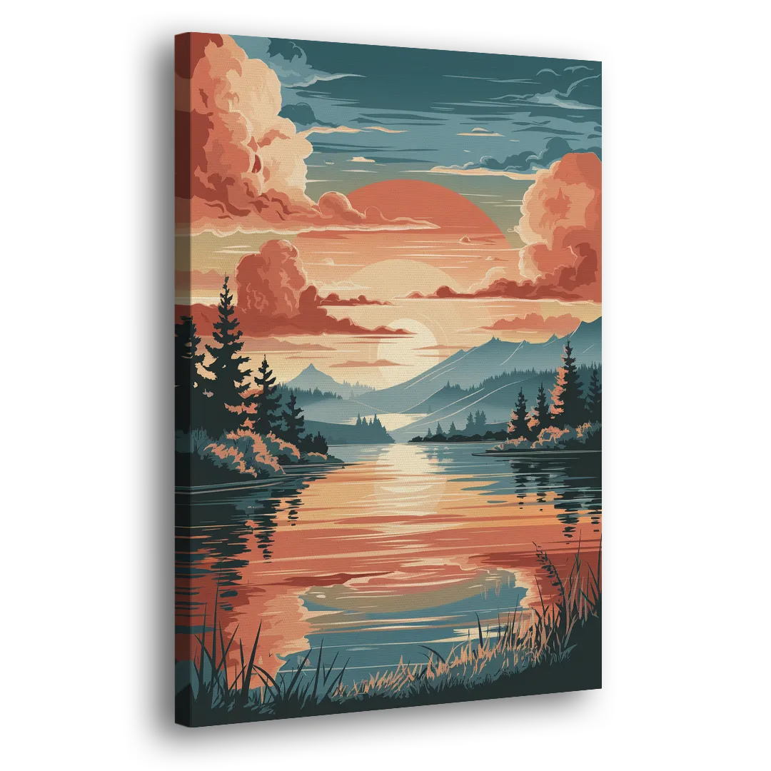 Burlington Sunset Reflections Side - Canvas Wall Art