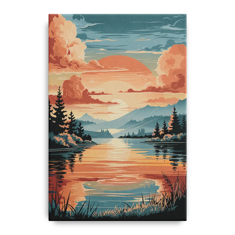 Burlington Sunset Reflections Front - Canvas Wall Art