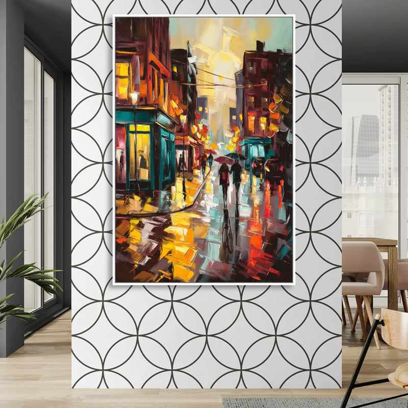 Burlington Urban Street Scenes Sitting Room - White Canvas Wall Art