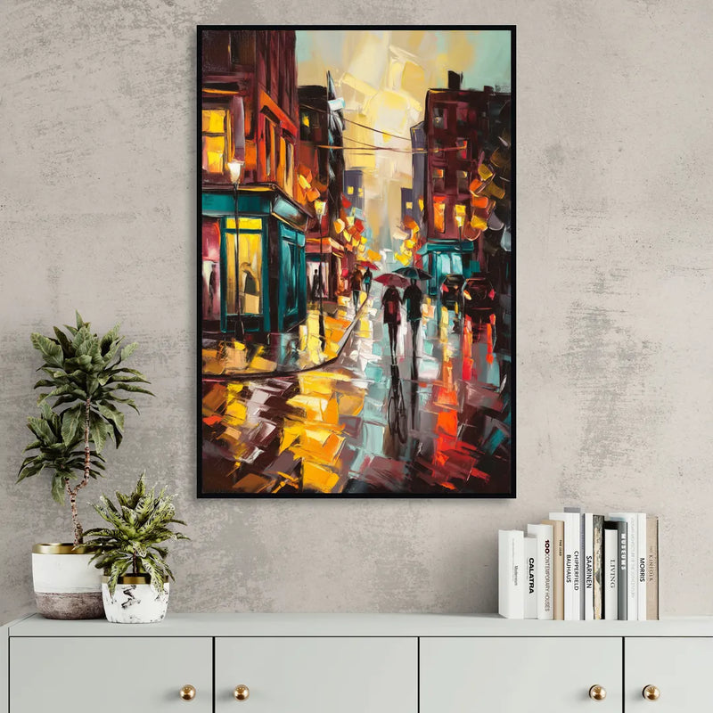 Burlington Urban Street Scenes Living Room - Black Canvas Wall Art