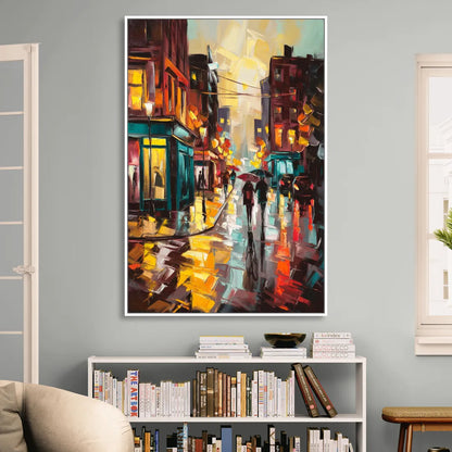 Burlington Urban Street Scenes Living Room - White Canvas Wall Art