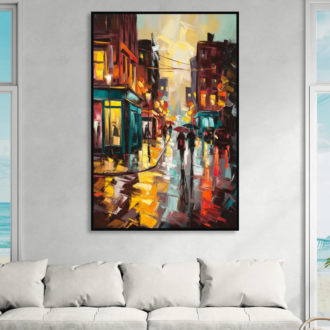 Burlington Urban Street Scenes Sitting Room - Black Canvas Wall Art