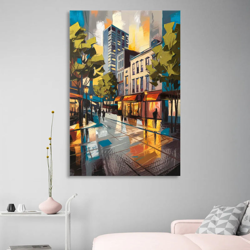 Burlington Vibrant Downtown Living Room - Canvas Wall Art