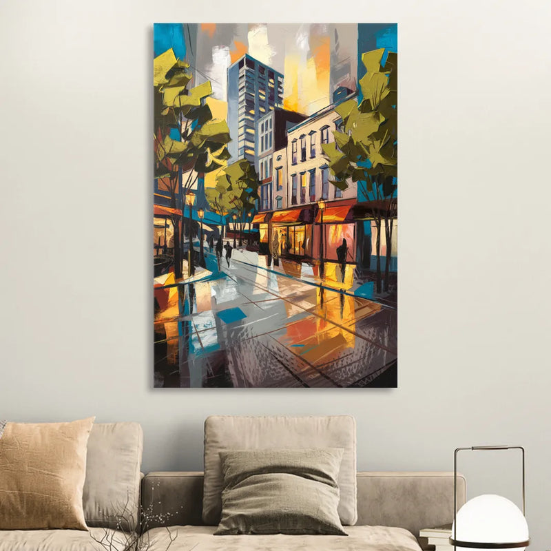 Burlington Vibrant Downtown Sitting Room - Canvas Wall Art