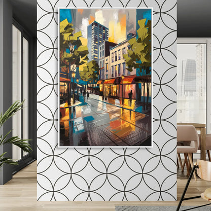 Burlington Vibrant Downtown Living Room - White Canvas Wall Art