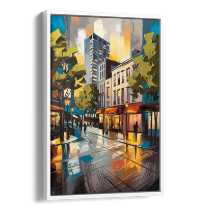 Burlington Vibrant Downtown Side - White Canvas Wall Art