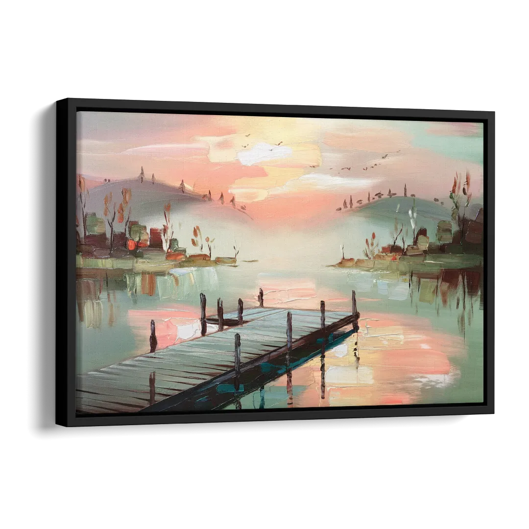 Burlington Waterfront Views Side - Black Canvas Wall Art