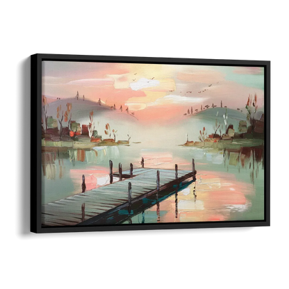 Burlington Waterfront Views Side - Black Canvas Wall Art