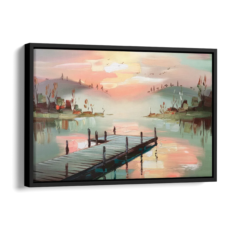 Burlington Waterfront Views Side - Black Canvas Wall Art