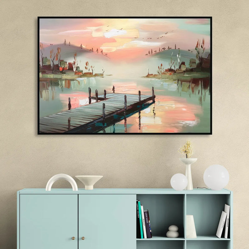 Burlington Waterfront Views Sitting Room - Black Canvas Wall Art
