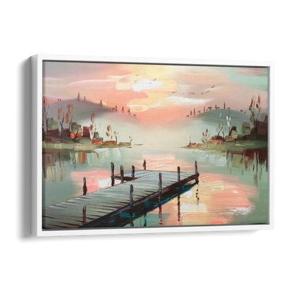 Burlington Waterfront Views Side - White Canvas Wall Art
