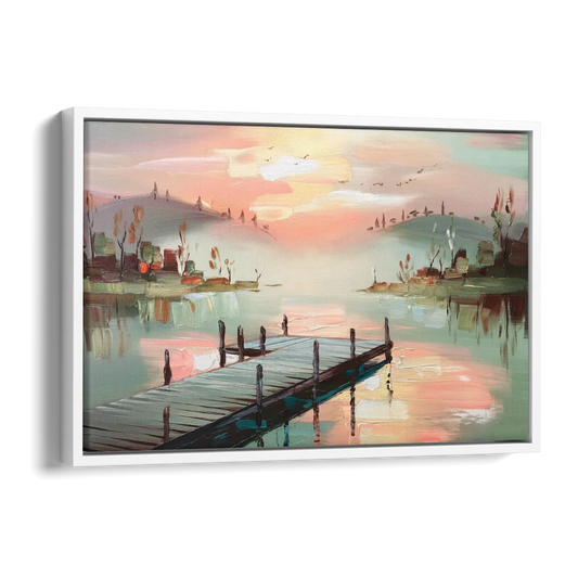 Burlington Waterfront Views Side - White Canvas Wall Art