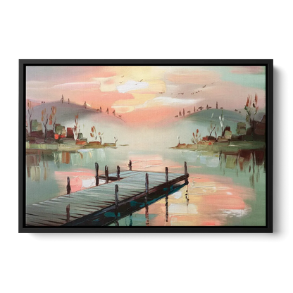Burlington Waterfront Views Front - Black Canvas Wall Art