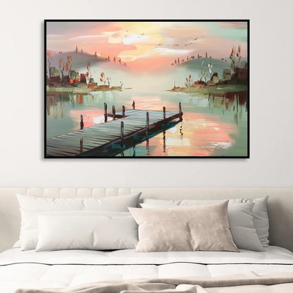 Burlington Waterfront Views Living Room - Black Canvas Wall Art