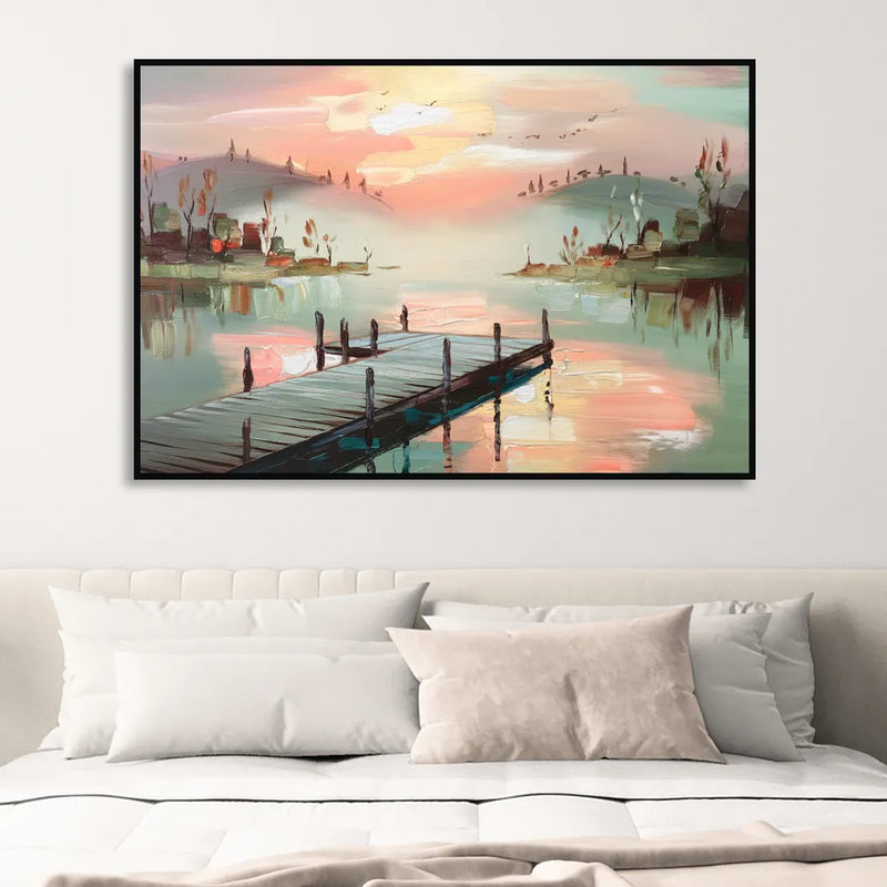 Burlington Waterfront Views Living Room - Black Canvas Wall Art