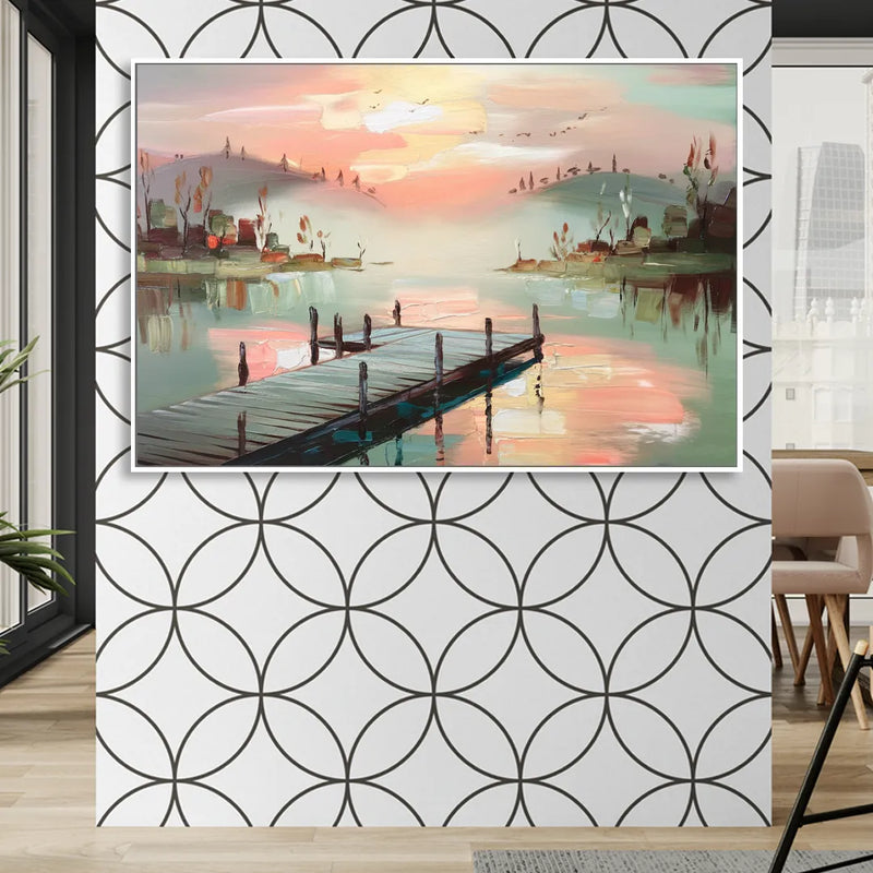 Burlington Waterfront Views Sitting Room - White Canvas Wall Art