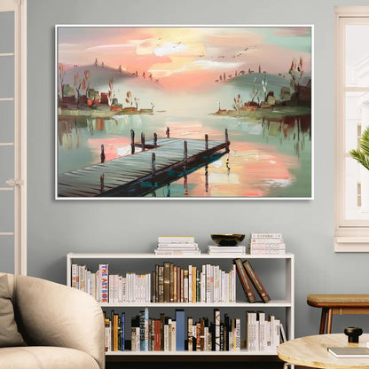 Burlington Waterfront Views Living Room - White Canvas Wall Art
