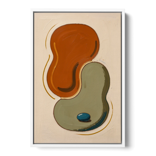 Burnt Orange Abstract Wall Art with Sage Interlock - White Framed Canvas Wall Art - Front