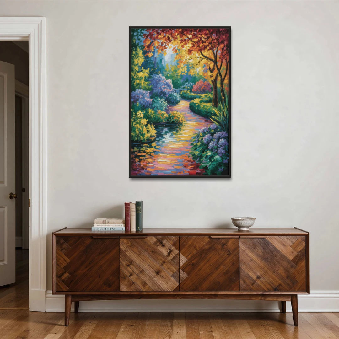 Butchart Gardens Bloom - Black Framed Canvas Wall Art - Coffee Table - 32x48