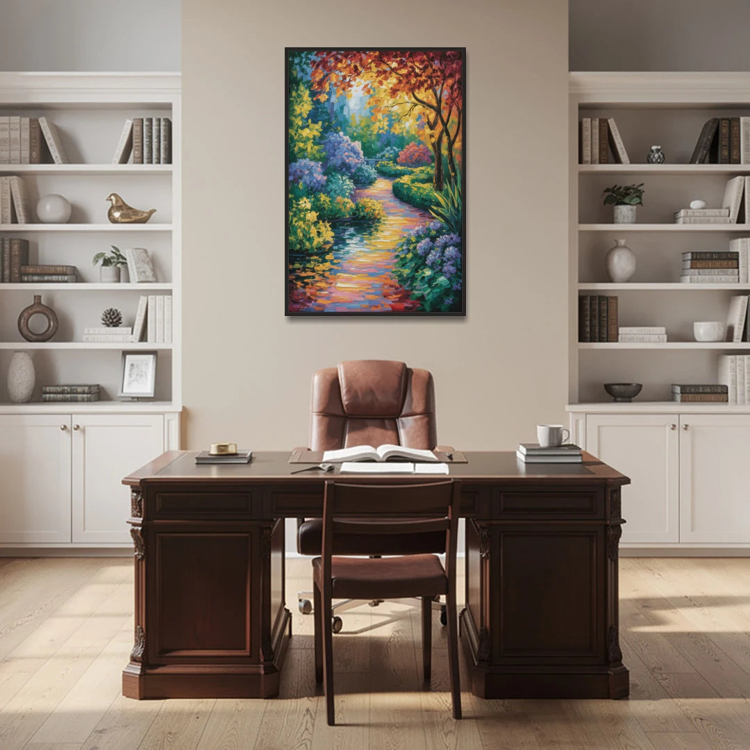 Butchart Gardens Bloom - Black Framed Canvas Wall Art - Office - 32x48