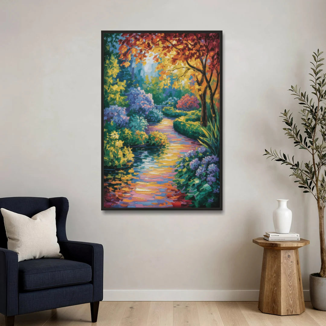 Butchart Gardens Bloom - Black Framed Canvas Wall Art - Sofa - 32x48
