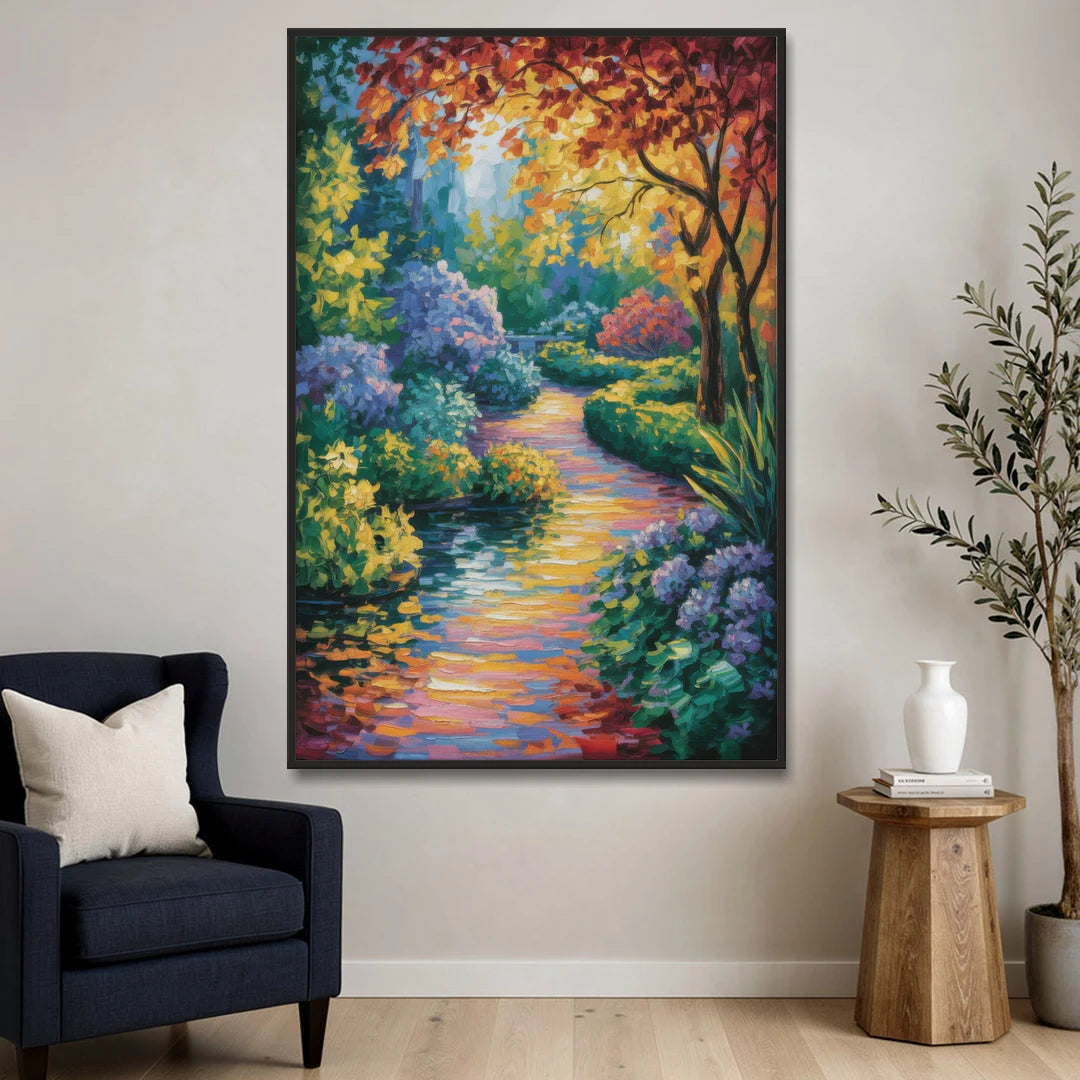 Butchart Gardens Bloom - Black Framed Canvas Wall Art - Sofa - 40x60