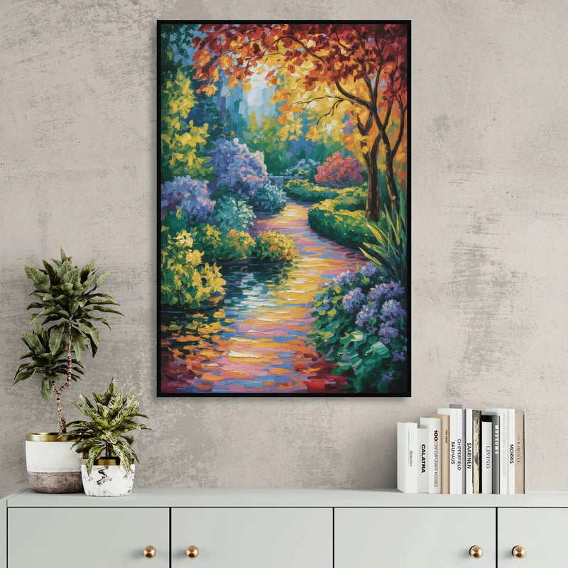 Butchart Gardens Bloom Living Room - Black Canvas Wall Art