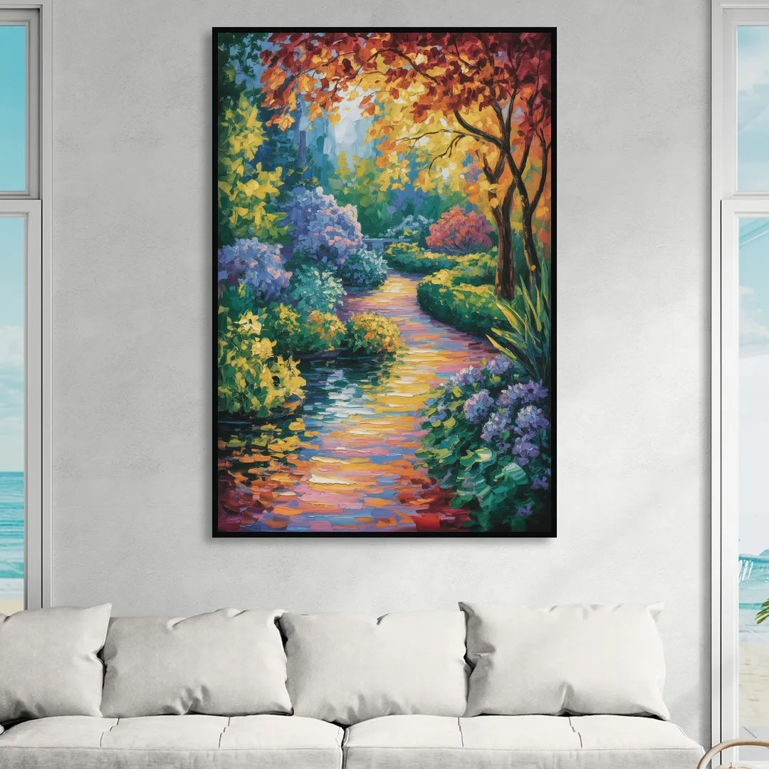 Butchart Gardens Bloom Sitting Room - Black Canvas Wall Art