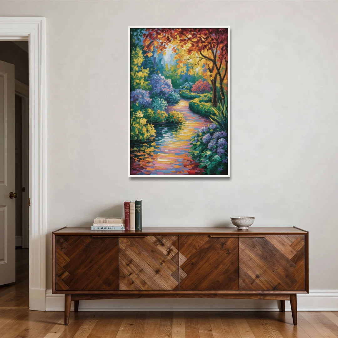 Butchart Gardens Bloom - White Framed Canvas Wall Art - Coffee Table - 32x48