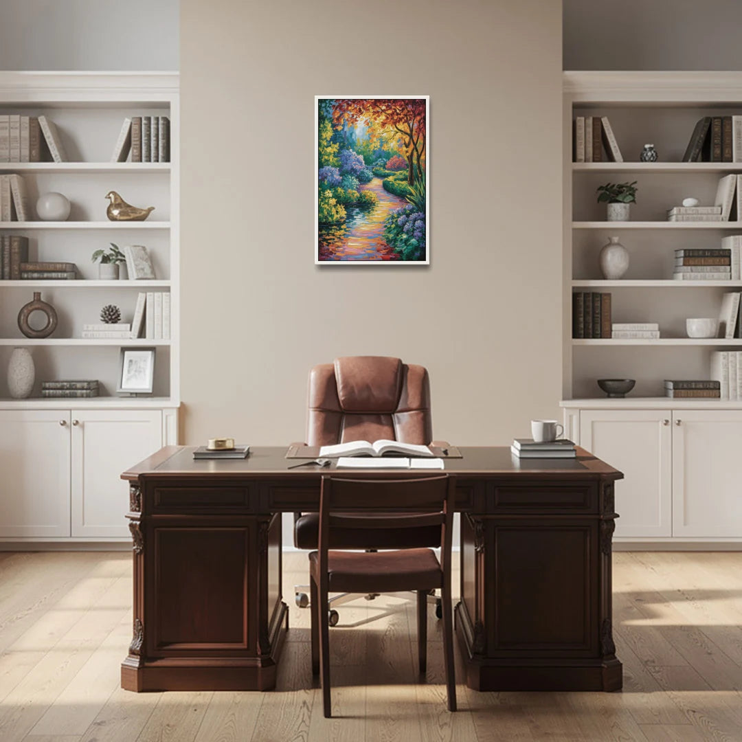Butchart Gardens Bloom - White Framed Canvas Wall Art - Office - 20x30