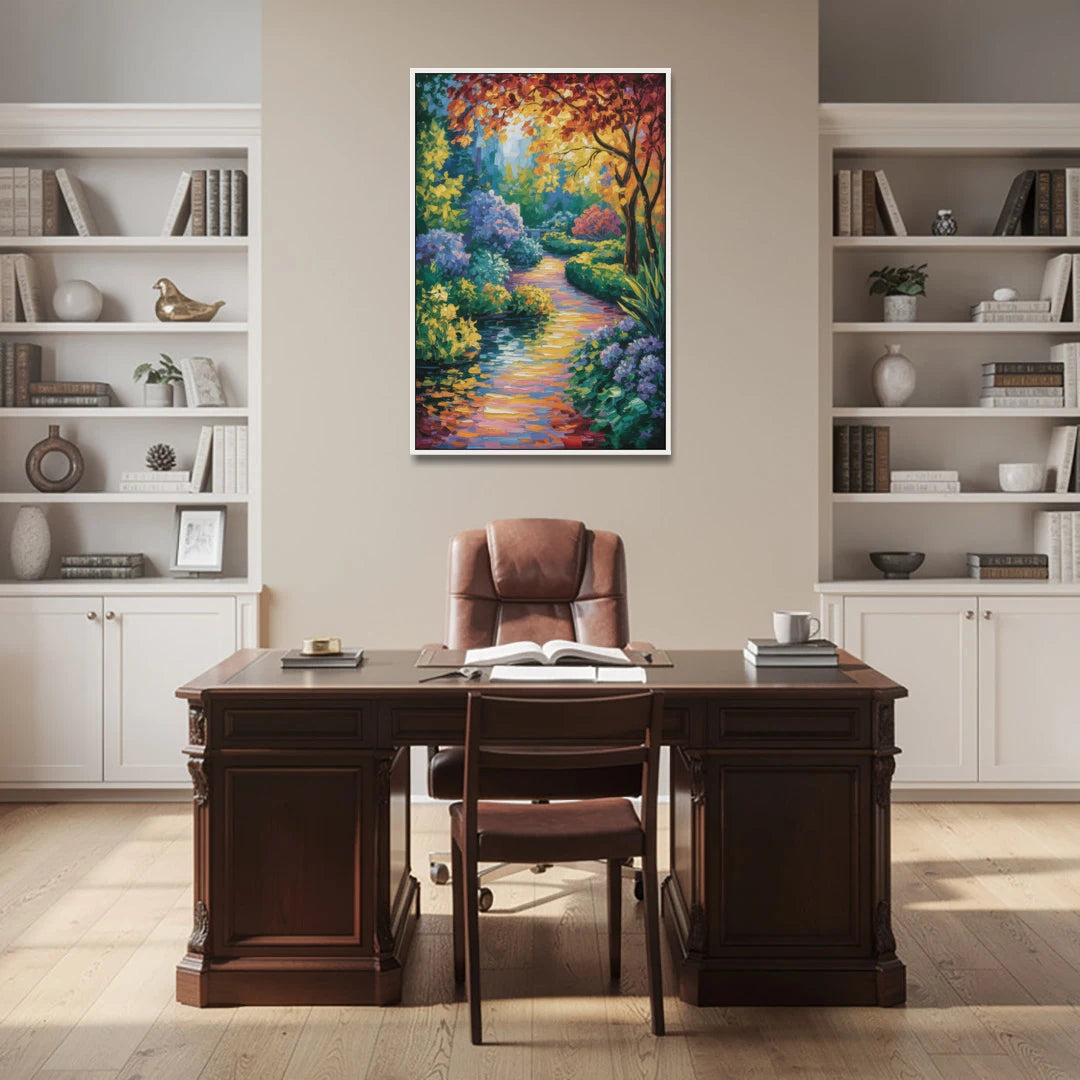 Butchart Gardens Bloom - White Framed Canvas Wall Art - Office - 32x48